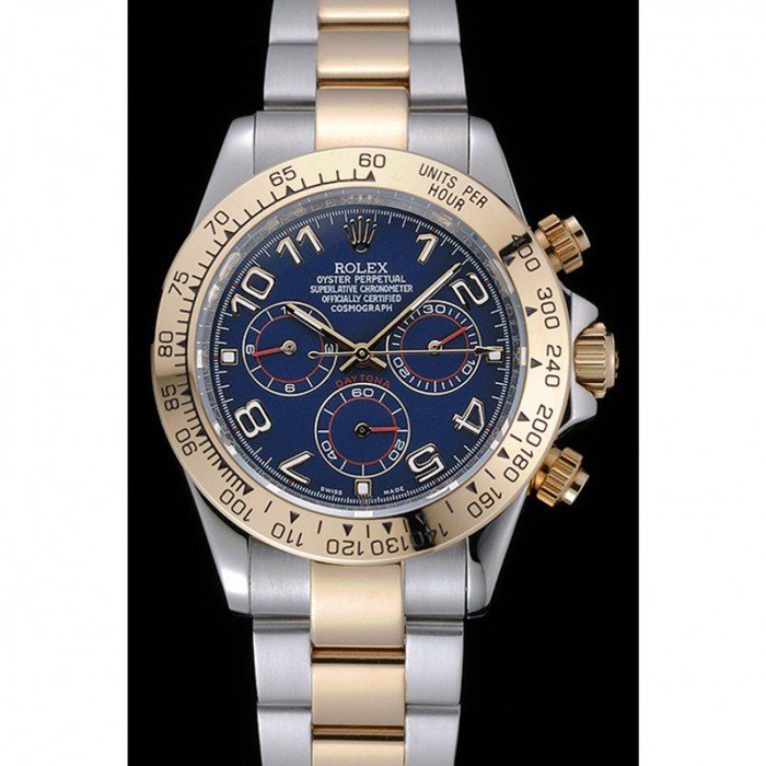 Replica Rolex Cosmograph Daytona blau Zifferblatt zwei Ton Edelstahl Armband 1454246 – Bild 2