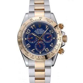 Replica Rolex Cosmograph Daytona blau Zifferblatt zwei Ton Edelstahl Armband 1454246