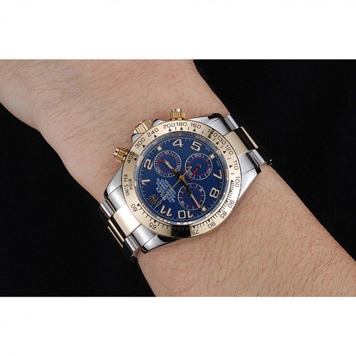 Replica Rolex Cosmograph Daytona blau Zifferblatt zwei Ton Edelstahl Armband 1454246 – Bild 10
