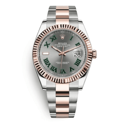 Replica Rolex Datejust 41 Rose Gold/Stahl Schiefer römisches Zifferblatt geriffelte Lünette OYSTER 126331 – Bild 3