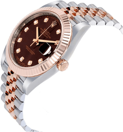 Replica Rolex Datejust 41 Rose Gold/Stahl Schokolade Zifferblatt geriffelte Lünette Jubiläum 126331 – Bild 2