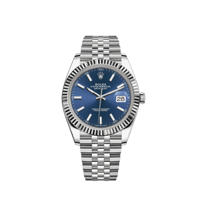 Replica Rolex Datejust 41 Weißgold/Stahl blaues Zifferblatt geriffelte Lünette 126334 Jubilee – Bild 2