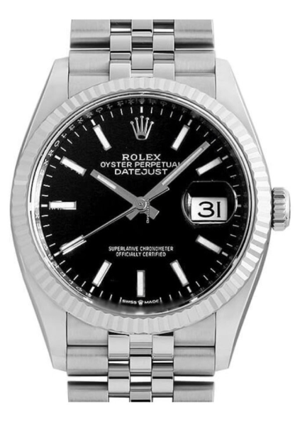 Replica Rolex Datejust 41 Weißgold/Stahl schwarzes Zifferblatt geriffelte Lünette 126334 Jubilee – Bild 2
