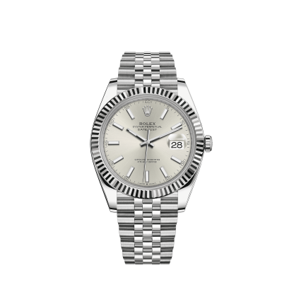 Replica Rolex Datejust 41 Weißgold/Stahl weißes Zifferblatt geriffelte Lünette 126334 Jubilee – Bild 2