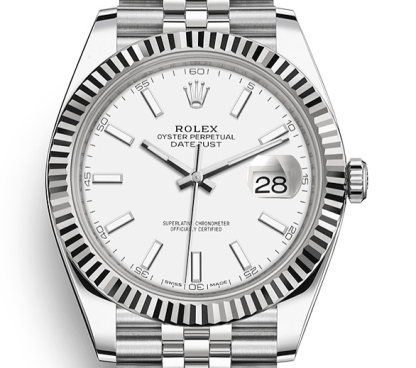 Replica Rolex Datejust 41 Weißgold/Stahl weißes Zifferblatt geriffelte Lünette 126334 Jubilee – Bild 3