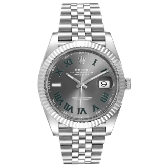 Replica Rolex Datejust 41mm Weißgold/Stahl Schiefer römisches Zifferblatt geriffelte Lünette 126334 Jubilee