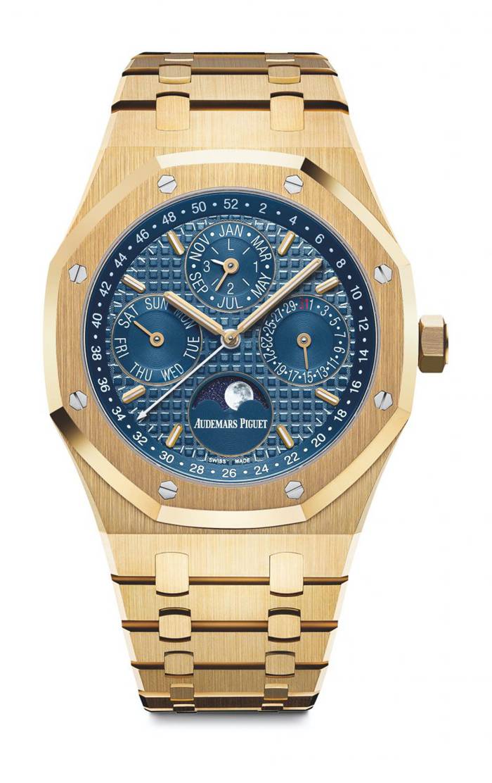 Replik Audemars Piguet Royal Eiche Ewiger Kalender Blau 26574BA.OO.1220BA.01