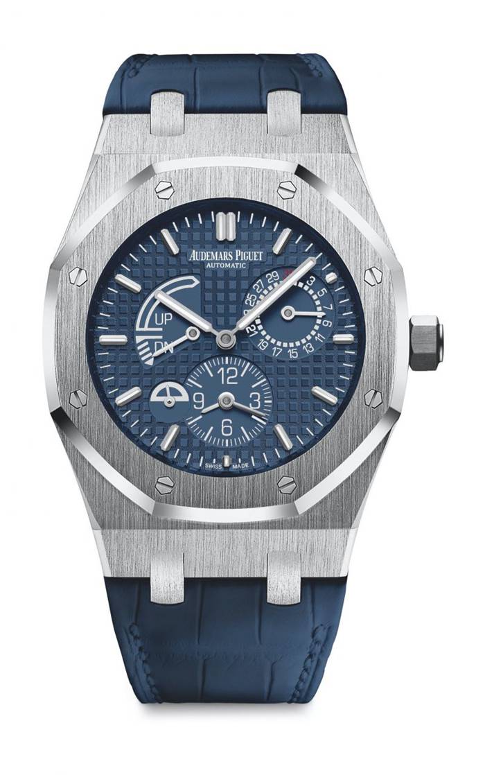 Replik Audemars Piguet Royal Oak Dual Time Blau 26124ST.OO.D018CR.01