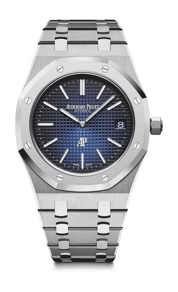 Replik Audemars Piguet Royal Oak Jumbo Extra-Thin Blau 15202IP.OO.1240IP.01
