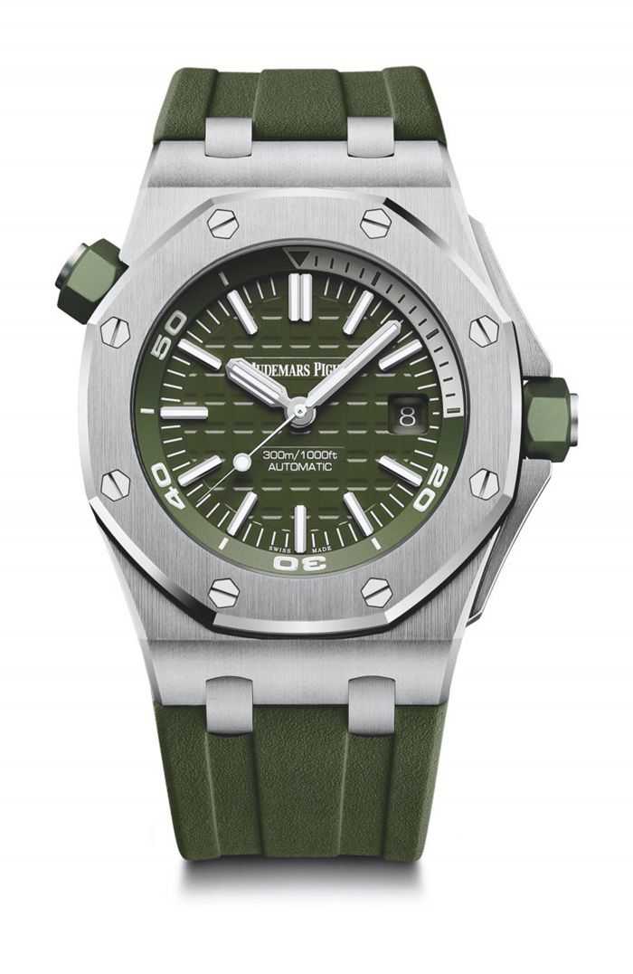 Replik Audemars Piguet Royal Oak Offshore Diver Grün 15710ST.OO.A052CA.01