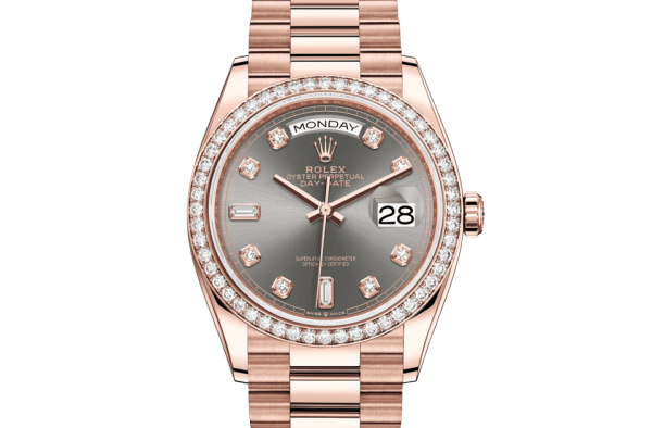 Replik Rolex Day-Date 36 Oyster 36 mm Everose Gold und Diamanten 128345RBR