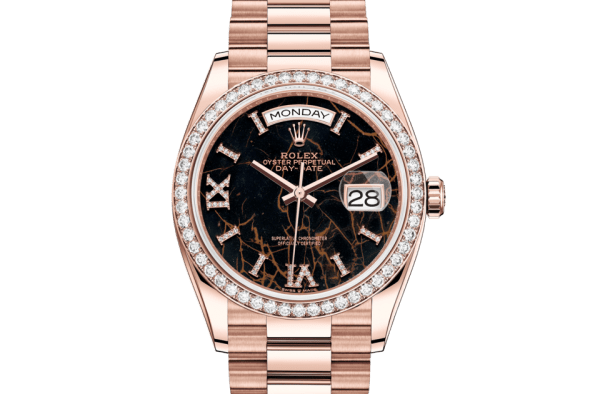 Replik Rolex Day-Date 36 Oyster 36 mm Everose Gold und Diamanten 128345RBR