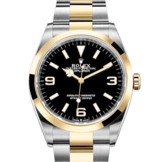 Replik Rolex Explorer Oyster 36 mm Oystersteel und Gelbgold 124273