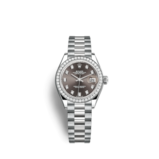 Replik Rolex Lady-Datejust 279139RBR 28mm Dunkelgrau