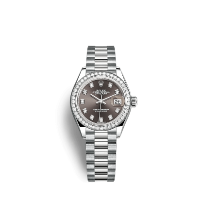 Replik Rolex Lady-Datejust 279139RBR 28mm Dunkelgrau