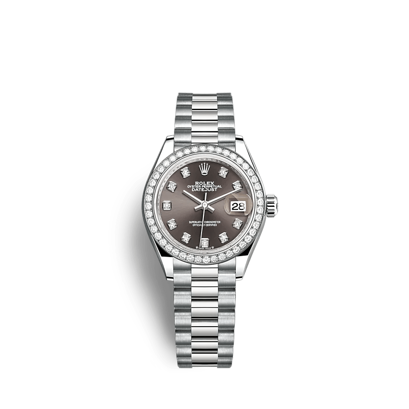 Replik Rolex Lady-Datejust 279139RBR 28mm Dunkelgrau