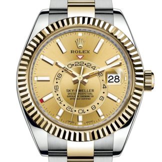 Replik Rolex Sky-Dweller Oyster 42 mm Oystersteel und Gelbgold 326933
