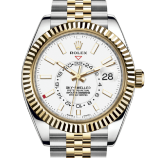 Replik Rolex Sky-Dweller Oyster 42 mm Oystersteel und Gelbgold 326933