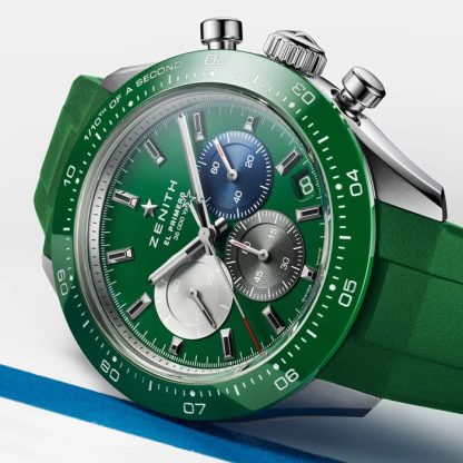 Zenith Chronomaster Sport 41mm Herrenuhr Grüner Gummi 03.3119.3600/56.R952 – Bild 2